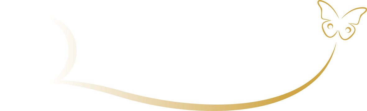 Logo Qaligo Blanc avec papillon doré en PNG